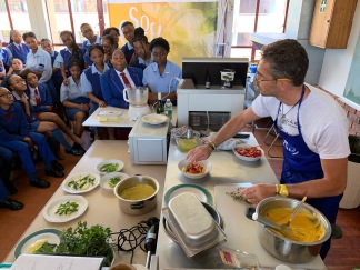 Chef Victor Lucas workshopping with the pupils of Pro Arte